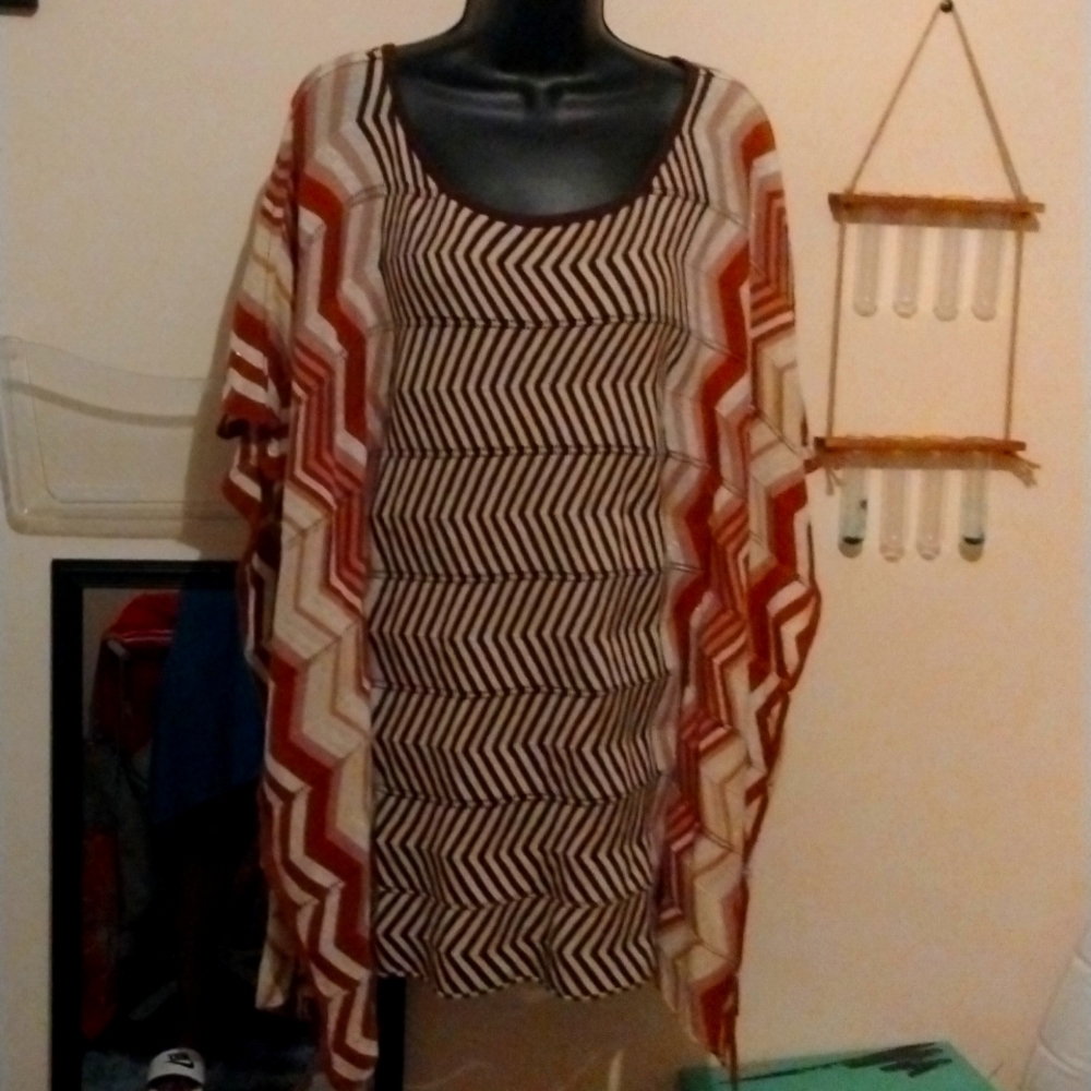 Brown and Beige Pullover Sweater XL